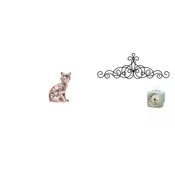 CoudarTitie Cat Sculpture Ornament Scroll Metal Art Floral Figurine Decorative Animal Craft for Fireplace Patio Indoor Outdoor Porch Fence