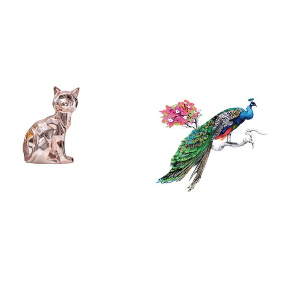 CoudarTitie Cat Statue Decorative Figurine Animal Sculpture Art Craft Ornament for Fireplace Wall Decal Art Decor Retro Decorative PVC Sticker for Living Room Kitchen Sofa TV Background Home