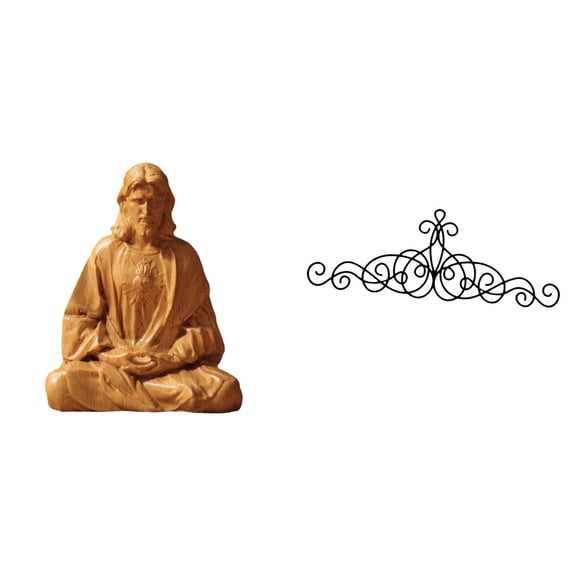 CoudarTitie Catholic Figurine Sacred Heart of Jesus Statue Metal Wall Art Decor Plaque for Indoor Outdoor Hallway Bedroom Office Desk Porch Fence