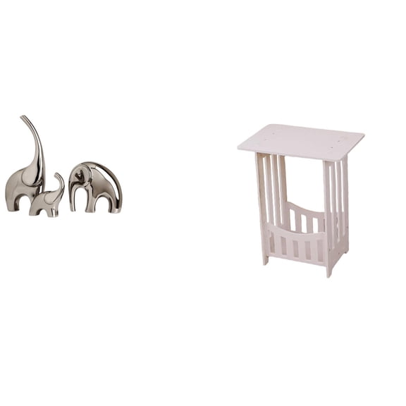 CoudarTitie Ceramic Elephant Figurines and Practical Portable Bedside Table for Home Decor Shelf TV Stand Hotel Cafe Lounge Room Balcony
