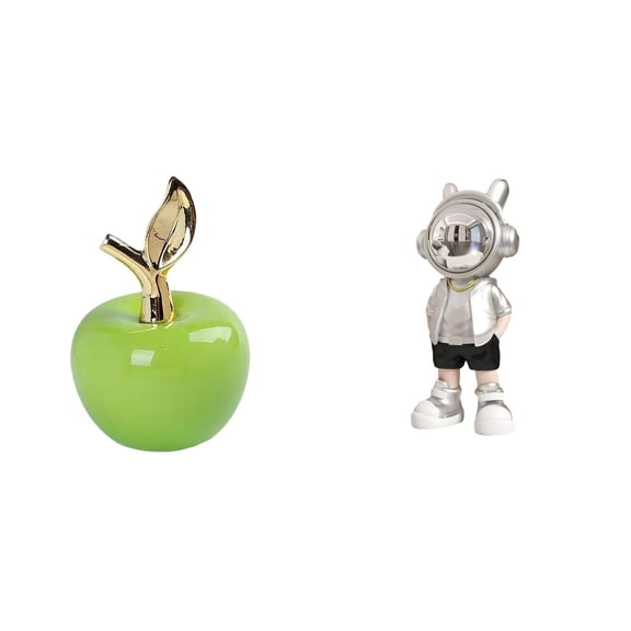 CoudarTitie Ceramic Fruit Sculpture and Astronaut Figurine Creative Home Decoration Modern Artwork for Cafe Study Room Fireplace Shelf Desk Housewarming Gift