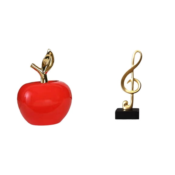 CoudarTitie Ceramic Fruit Sculpture and Musical Note Figurine Creative Home Decoration Ornament for Cafe Study Room Desk Table Centerpiece Housewarming Gift