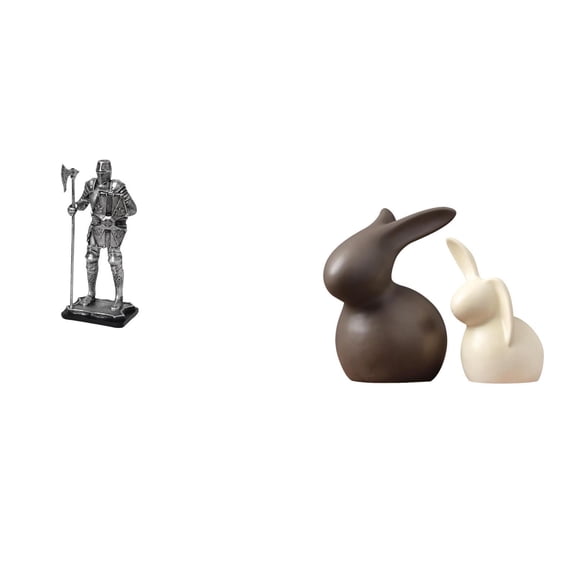 CoudarTitie Ceramic Knight Figurine Decorative Statue Porcelain Bunny Tabletop Ornament for Entryway Fireplace Bedroom Home Decor Housewarming Gift Easter Decorations Bunny Decor for Cabinet