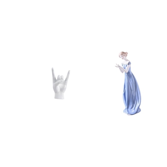 CoudarTitie Ceramic Rock Hand Gesture Sculpture Modern Porcelain Lady Statue Creative Finger Figurine Nordic Girl Ornament for Apartment Bedroom Restaurant Shelf Decor