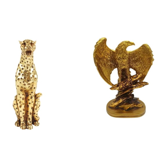 CoudarTitie Cheetah Figurine Gold Resin Sculpture Modern Animal Statue Collectible Ornament Artistic Design Suitable for Gift Giving Home Decoration Office Displa