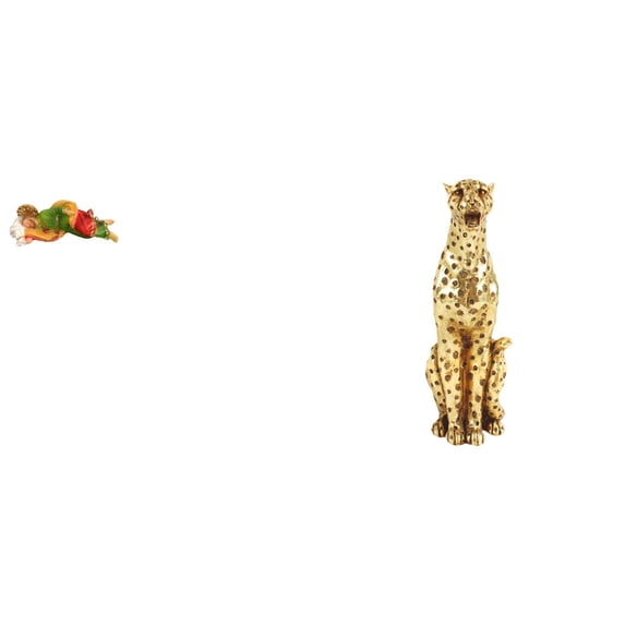 CoudarTitie Cheetah Figurine Resin Gold Animal Statue Realistic Desktop Ornament Tabletop Sculpture Decorative Piece with Rich Detailing Suitable for Art Collecti