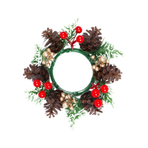 CoudarTitie Christmas Candle Rings Wreath Inner Diameter 4" for Wedding Holiday Birthday Style A