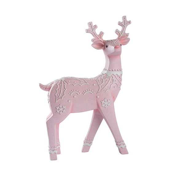 CoudarTitie Christmas Reindeer Statue Animal Adornment Home Decor for Porch Patio Office Pink Standing