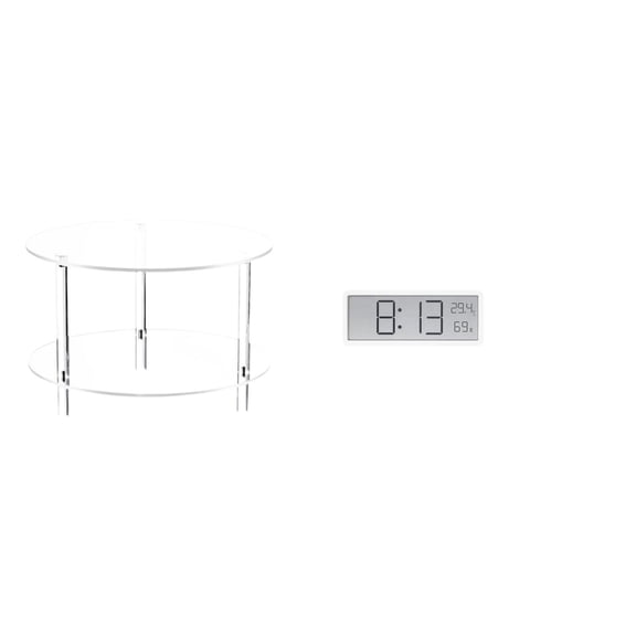 CoudarTitie Clear Acrylic Side Table End Table Compact for Drink NightStand Bedside Furniture Easy Assembly for Living Room Bathroom Home Digital Wall Clock Desktop Clock Multipurpose Large