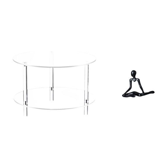 CoudarTitie Clear Acrylic Side Table End Table Compact NightStand Bedside Furniture Easy Assembly Living Room Bathroom Home Thinker Statue Decorative Figurine Unique Creative Abstract Sculpture