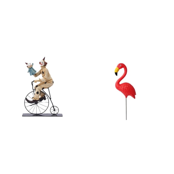 CoudarTitie Clown Bird Figurine Statue Sculpture Collection for Table Centerpiece Cabinet Dining Room Decor and Fairy Garden Accessories Flamingo Stake Ornament Holiday Spring