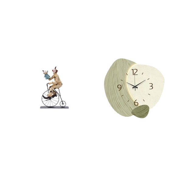 CoudarTitie Clown Figurine Statue Sculpture Collection Statuette Desk Ornament Centerpiece Cabinet Dining Room Decor Gift Silent Wall Clock Simple Decor Room Decoration Cartoon Hanging Clock