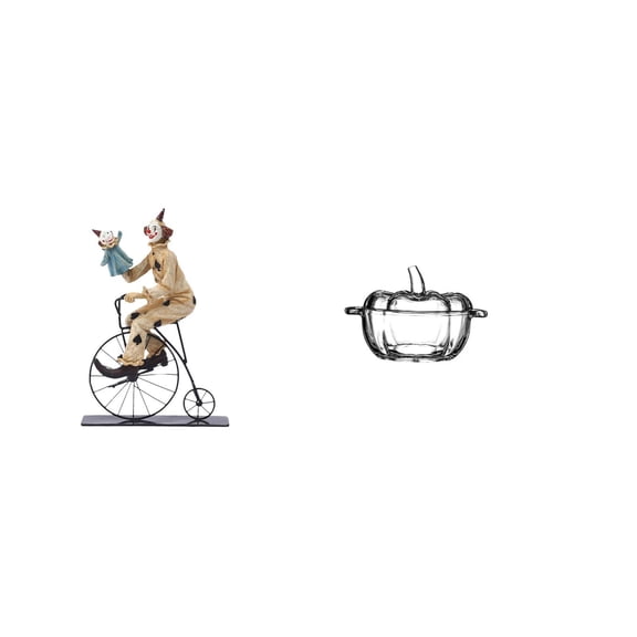 CoudarTitie Clown Sculpture Candy Dish Pumpkin Shaped Glass Figurine with Lid Decorative Cookie Jar Centerpiece for Dining Room Table Decor