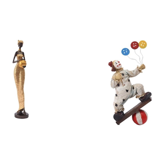 CoudarTitie Clown Statue Sculpture Women Statues African Statues And Sculptures Clown Figurines Resin Ornament with Lifelike Carvings Suitable for Gift Giving Hom