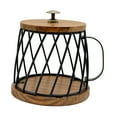 thumbnail image 1 of CoudarTitie Coffee Capsule Holder, Metal and Wood Basket for Use in Coffee Shop, Kitchen and Black, 1 of 9