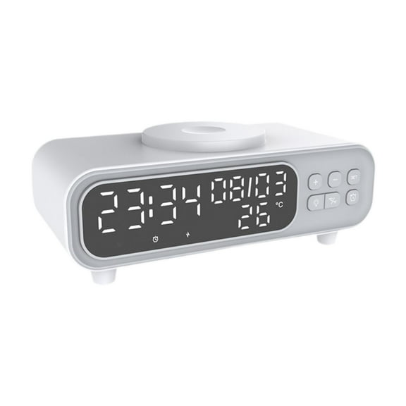 CoudarTitie Cordless Charger Digital Alarm Clock 15W Thermometer Time Multifunctional 12/24H