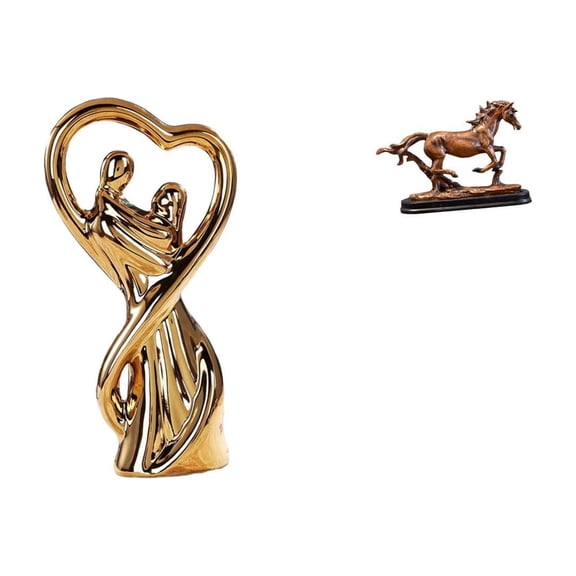 CoudarTitie Couple Figurine Statue Souvenirs Gift Lovers Sculpture Valentine's Day Ornament for Anniversary Girlfriend Family Male Artwork Collectible Art Horse D