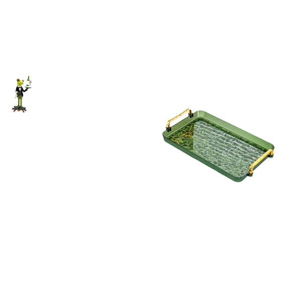 CoudarTitie Creative Frog Waiter Sculpture Dessert Plate Coffee Table Tray Decorative Figurine with Handle for Dining Room Fireplace Entrance Shelf Birthday Housewarming Gift