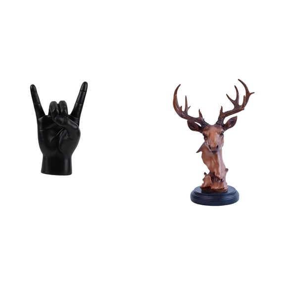 CoudarTitie Creative Hand Gesture and Deer Head Sculpture Fusion for Unique Apartment Bedroom Restaurant and Home Decor Resin Statue Ornament