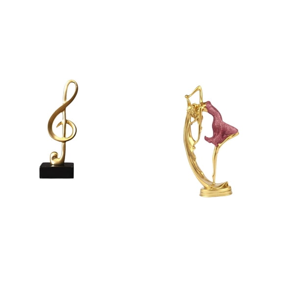 CoudarTitie Creative Resin Music Note And Ballet Dancing Girl Sculpture Figurine Tabletop Ornament Centerpiece for Desk Fireplace Office Bedroom Housewarming Gift