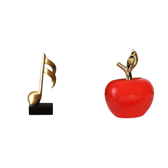CoudarTitie Creative Resin Music Note and Ceramic Sculpture Figurine Tabletop Ornament Centerpiece for Desk Fireplace Cafe Study Room Housewarming Holiday Gift