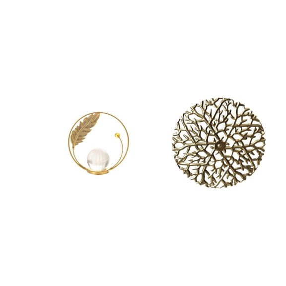 CoudarTitie Crystal Ball Metal Sculpture Figurine Indoor Ornament Statue Stand for Hallway Fireplace Bedroom Living Room Office Wall Art Decorations Rustic Scenic Wrought Iron Plaque 3D Hanging