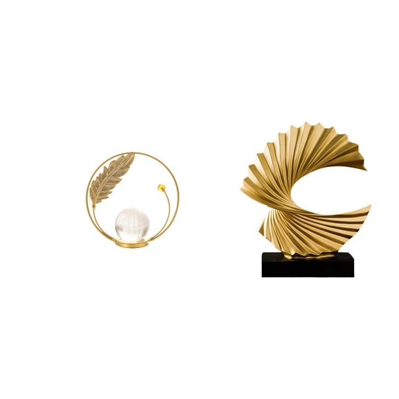 CoudarTitie Crystal Ball Ocean Wave Sculpture Metal Resin Figurine Desk Indoor Ornament Abstract Artwork Statue Stand for Hallway Fireplace Bedroom Living Room Office Home