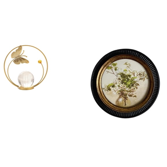 CoudarTitie Crystal Ball Sculpture Metal Figurine Antique Decorative Embossed Resin Ornate Wall Hanging Statue Stand for Bedroom Living Room Office Hallway Fireplace Retro Home Decor