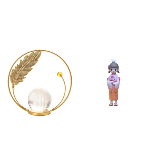 CoudarTitie Crystal Geisha Ball Metal Resin Sculpture Kabuki Figurine Desk Ornament Statue Stand Japanese Kimono Doll Bedroom Living Room Office