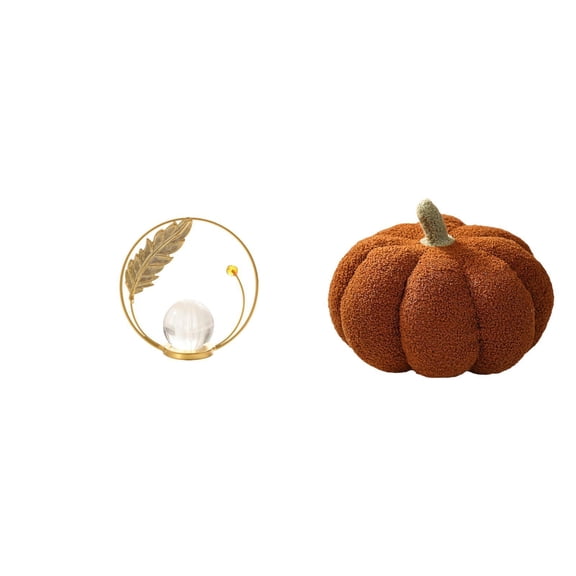 CoudarTitie Crystal Pumpkin Ball Sculpture Metal Figurine Desk Indoor Ornament Statue Stand Plush Decorative Sofa Cushion for Hallway Fireplace Bedroom Living Room Office