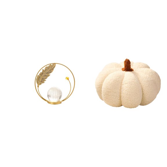 CoudarTitie Crystal Pumpkin Ball Sculpture Metal Figurine Desk Ornament Statue Stand Plush Decorative Sofa Cushion for Hallway Fireplace Bedroom Living Room Office