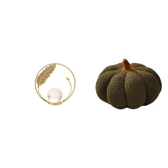 CoudarTitie Crystal Pumpkin Ball Sculpture Metal Figurine Desk Ornament Statue Stand Plush Decorative Sofa Cushion for Hallway Fireplace Bedroom Living Room Office