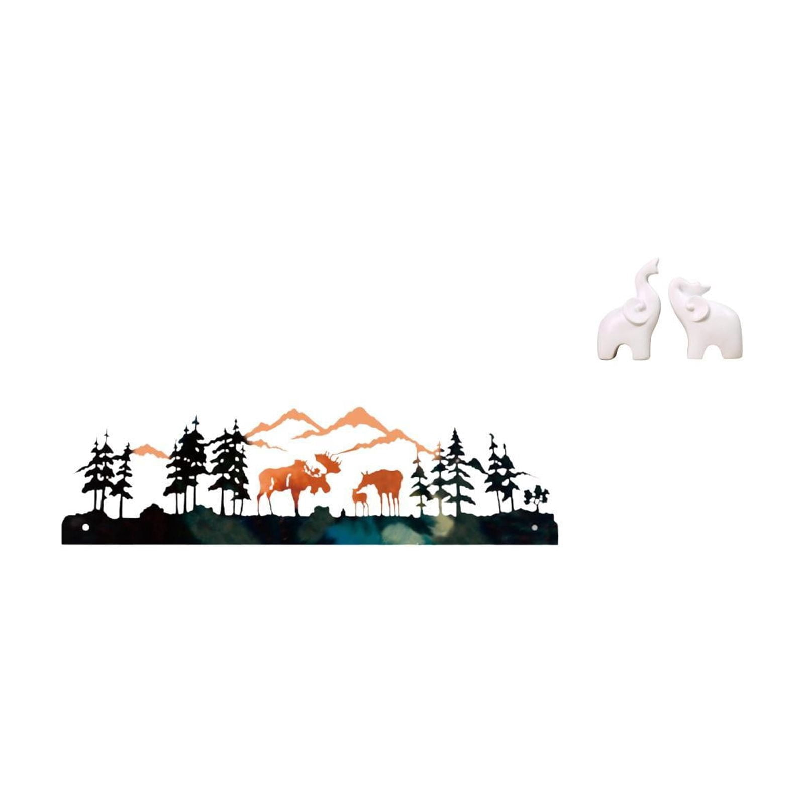 CoudarTitie Deer Elephant Wall Sculpture Hanging for Garden Fence Outdoor Indoor Porch Tabletop Decoration Unique Animal Statues Figurines Entrance Office Bedroom
