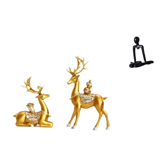 CoudarTitie Deer Reindeer Elk Figurines Sculptures Collectible Ornaments Statues for Shelf Desk Birthday Gift Thinker Abstract Decorative Simple Tabletop Figure C