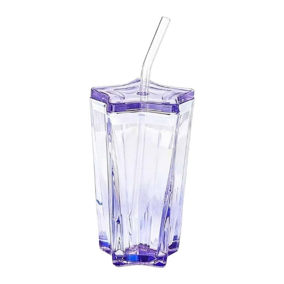 CoudarTitie Drinking Glass Birthday Gift Star Shaped Trendy Glass Cup for Milk Juice Bar Purple