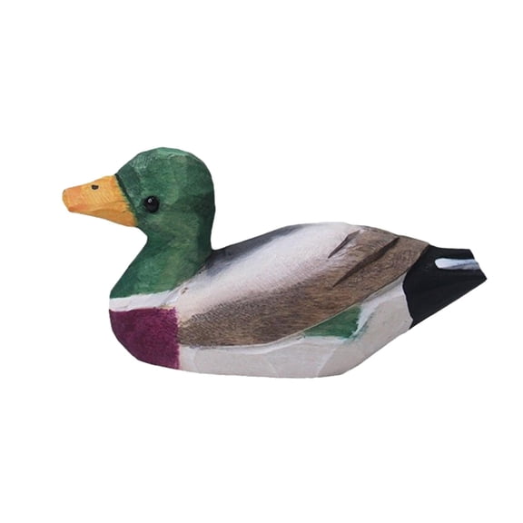 CoudarTitie Duck Ornament Artwork Colorful Hand Carved Figurine for Home Bedroom Desktop
