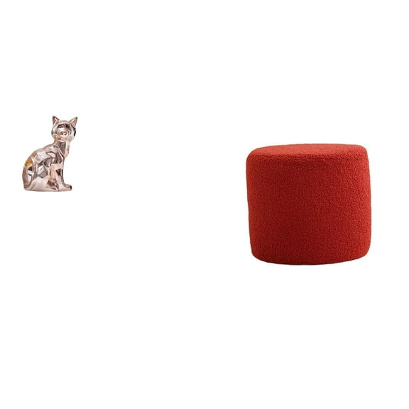 CoudarTitie Elegant Cat Sculpture Ottoman Bench Animal Art Footstool Decorative Figurine Cylinder Seat Sofa Ornament for Office Bedroom Nursery
