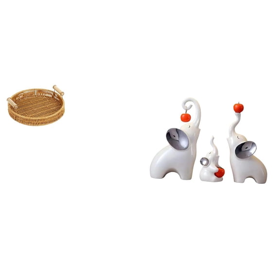 CoudarTitie Elegant Elephant Fruit Basket Set for Desktop Snack Serving and Decorative Bread Plate with Animal Sculptures for Living Room and Bedroom