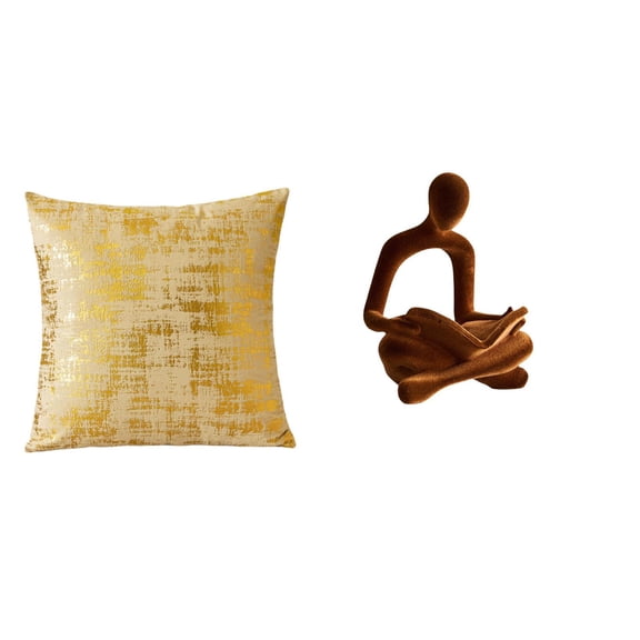 CoudarTitie Elegant Home Decoration Cushion Cover and Abstract Thinker Statue Art Ornament for Living Room Office Dorm Car Versatile Collection