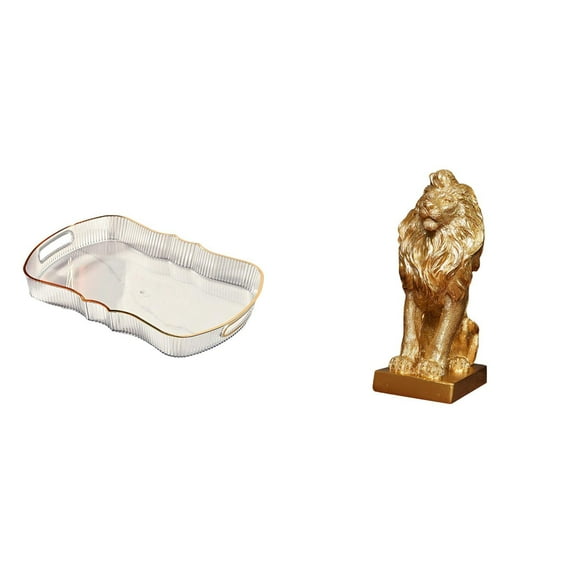 CoudarTitie Elegant Lion Food And Cosmetic Storage Tray for Bathroom Vanity And Cafe Tabletop Ornament Decorative Fruit Tray for Office Home And Bookshel