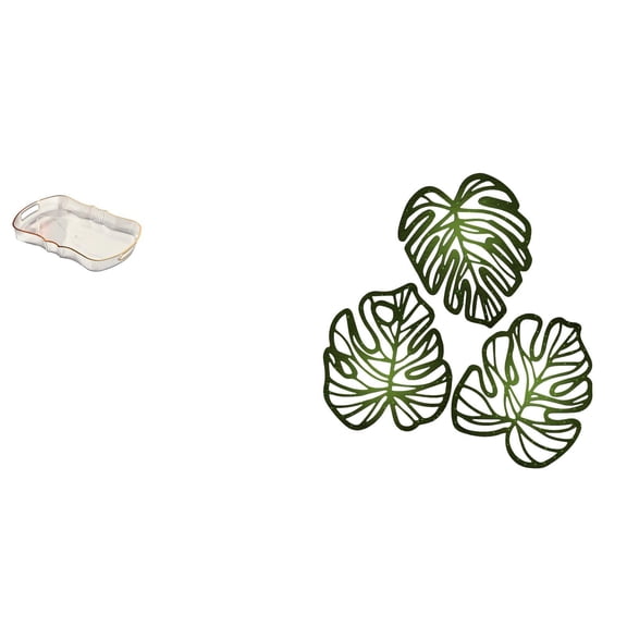 CoudarTitie Elegant Palm Leaf Food And Vanity Tray Set for Bathroom And Bedroom Decor with Creative Tropical Jungle Art Storage And Breakfast Display