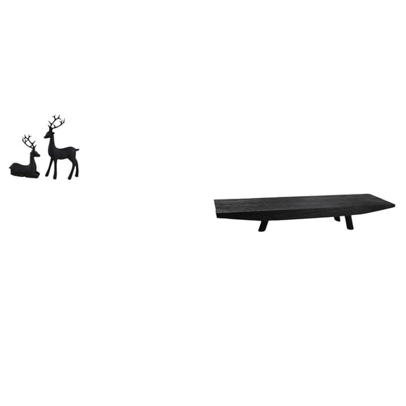 CoudarTitie Elegant Resin Deer Figurine and Rustic Wood Serving Tray Set for Home Decor Living Room Tabletop Wedding Pantry Coffee Table Display