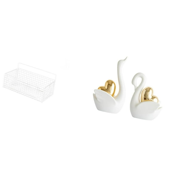 CoudarTitie Elegant Swan Couple Figurines Artistic Tabletop Ornaments for Home Decor Beautiful Swan Statues Perfect for Bookshelf and Entrance Decoration