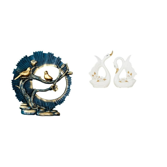CoudarTitie Elegant Swan Resin Figurine Craft for Bookshelf Cabinet Living Room Desk Decoration Indoor Ornament Sculpture Knick Knack