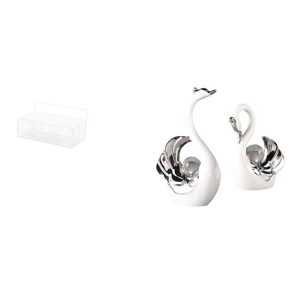 CoudarTitie Elegant Swan Wire Basket Floating Shelf Organizer for Kitchen Bathroom Living Room Countertop Book Shelf Centerpiece Decor Gift