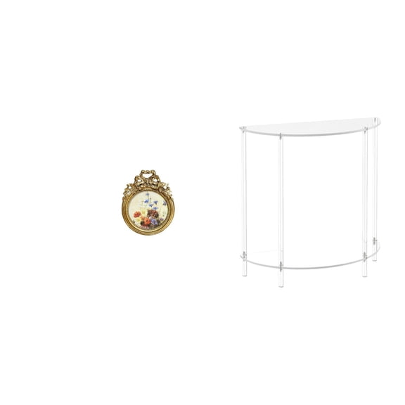 CoudarTitie Elegant Vintage Acrylic Photo Frame Table Display for Wedding Gift and Home Decor, Ornate Round Picture Frame with Modern Accent Nightstand