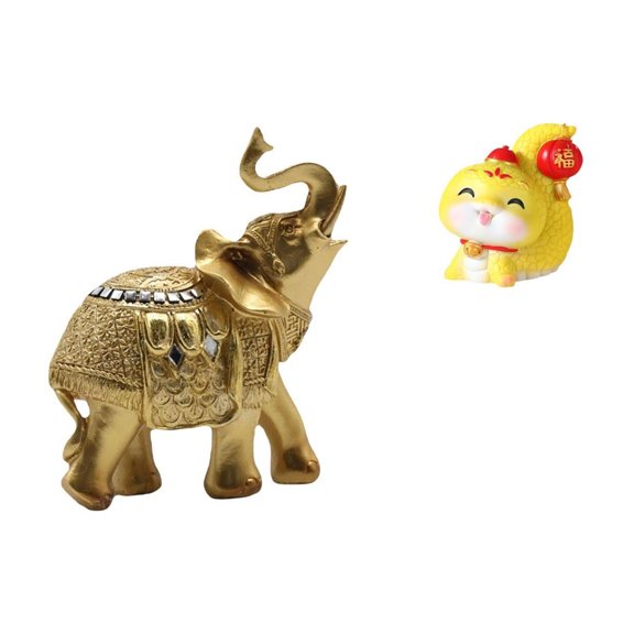 CoudarTitie Elephant Snake Resin Art Sculpture Decorative Figurine Ornament for Shelf Table Desk Bedroom Office Home Centerpiece Housewarming Gift