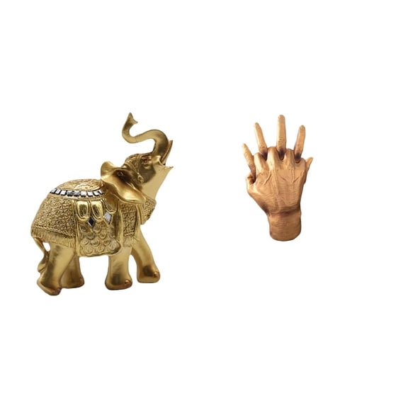 CoudarTitie Elephant Statue Resin Art Crafts Animal Sculpture Decorative Figurine for Bedroom Desk Home Decoration with Entwined Hand Sculpture Soulmate Lovers Hand Figurines for Shelf Decor