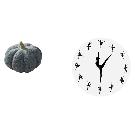 CoudarTitie Enchanting Pumpkin Ballerina Plush Pillow and Dancing Girl Wall Clock Set for Whimsical Bedroom Living Room and Home Decor Ideas