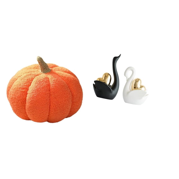 CoudarTitie Enchanting Pumpkin Swan Plush Pillows and Elegant Swan Figurines for Cozy Bedroom Sofa Bed Decor and Artistic Tabletop Entrance Display